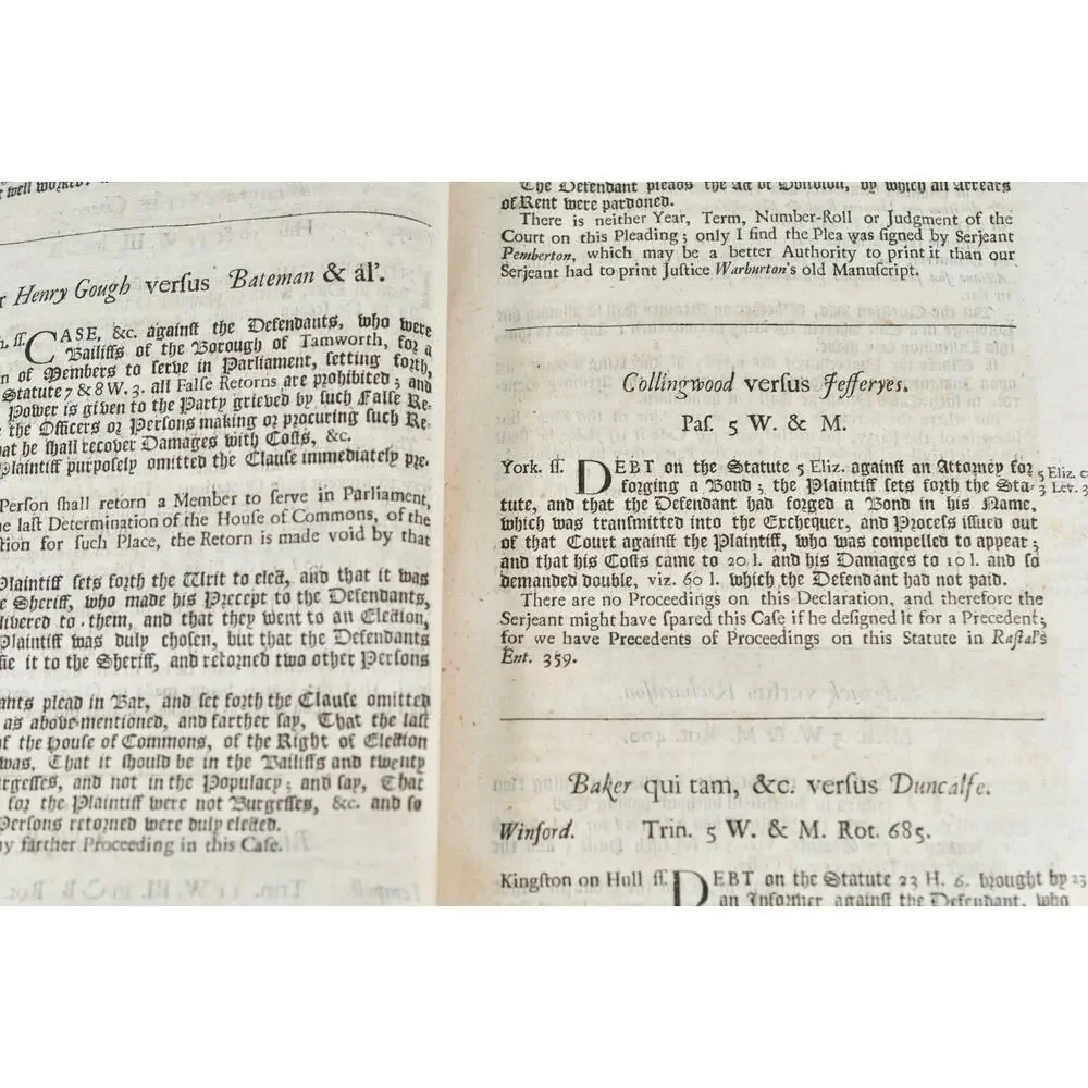 Antique 1718 Sir Edward Lutwyche Legal Reports Leather Bound Rare Law Book